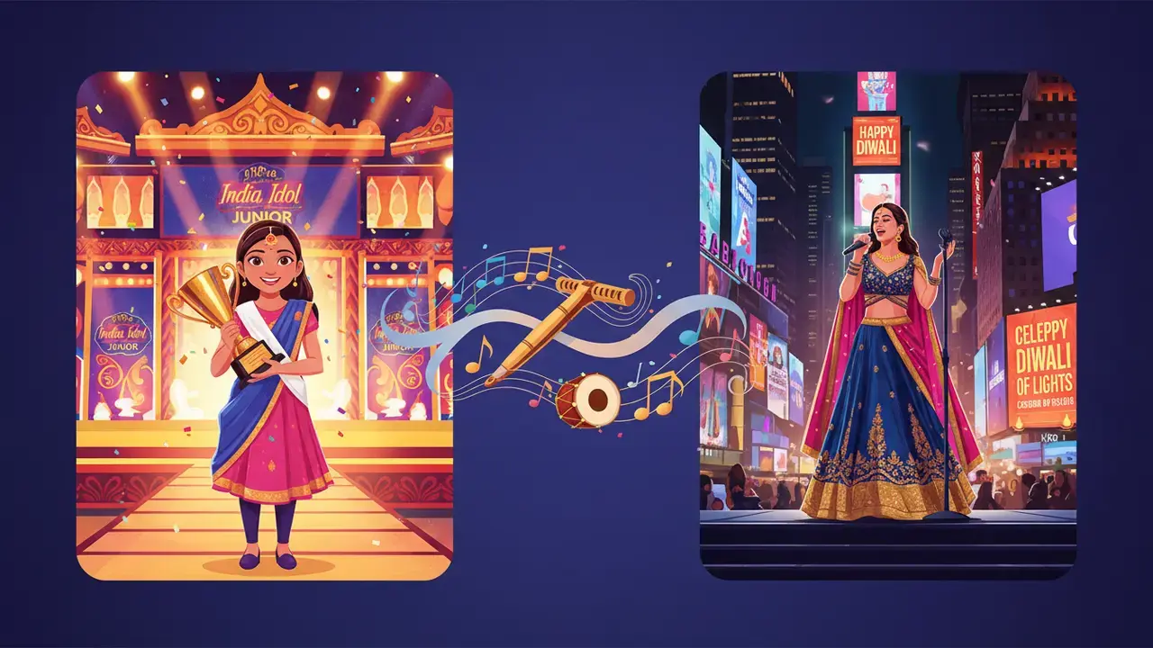 Indian Idol's First Junior Winner Hits Times Square; Anjana Padmanabhan's Big NYC Diwali Debut